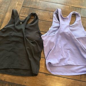 Athleta Black and Lavender Racerback Tank Tops